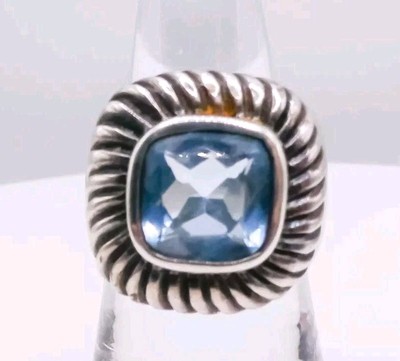 Sterling Silber blau CZ Ring Seil Heiligenschein Herren Damen gut gemacht Designer Kuppel