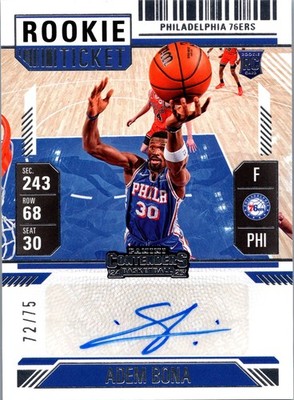 2024-25 Panini Silhouette Adem Bona Auto Rookie Ticket #/75 76ers RC #RST-ADM