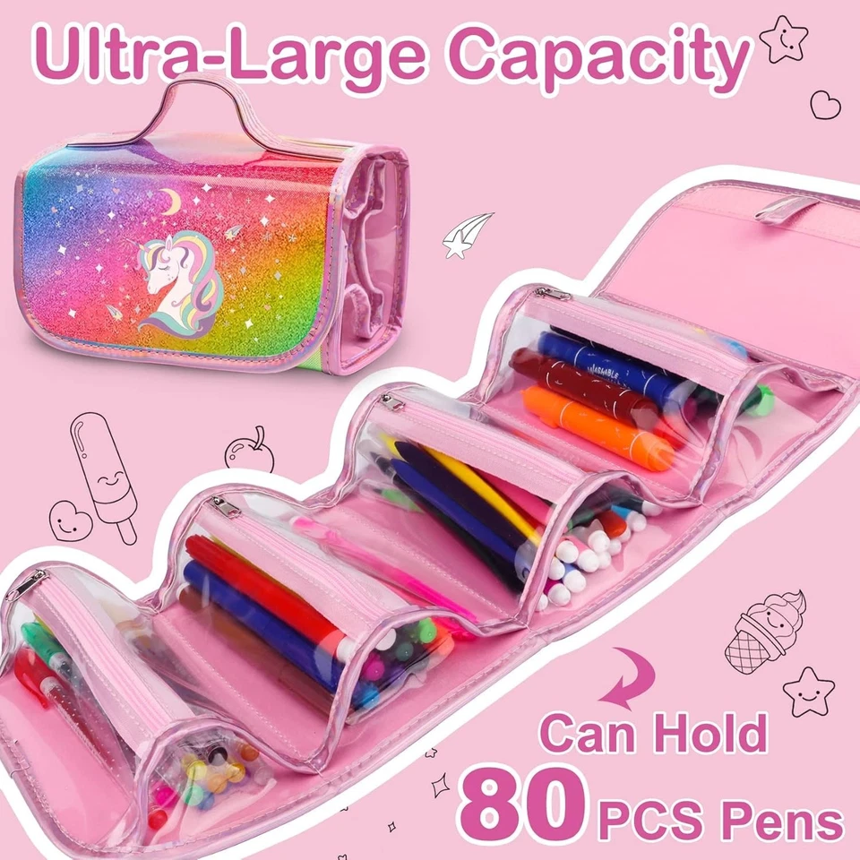 Girls Art Carry Case Colouring Pencils Markers 66 PCs Drawing Set,Kids XMAS GIFT - Image 4 of 4
