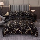 All Size Bed Ultra Soft Quilt Duvet Doona Cover Set Bedding - Golden Marble