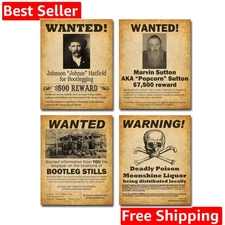 Bootleggers Wanted Posters Art Prints - Set of Four Antique Photos 8x10 Unfra...