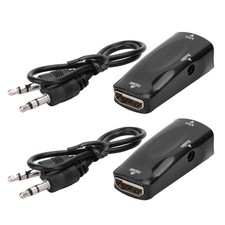 2x 1080P Video Converter Female To VGA Female With 3.5mm Audio Output C New