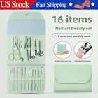 16 Pcs Stainless Steel Nail Clippers Set Manicure Kit Ingrown Toenail Clipper US
