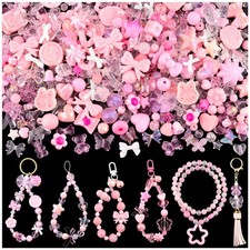 200260PCS Assorted Pink Acrylic Beads for Bracelet Making  DIY Jewelry Charms