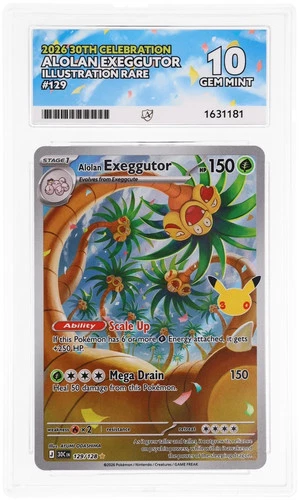 ACE 10 Alolan Exeggutor 129/128 30th Celebration Pokemon Gem Mint
