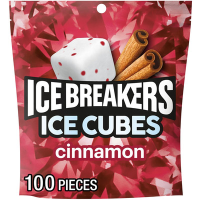 Ice Breakers Ice Cubes Cinnamon Sugar Free Chewing Gum Pouch, 8.11 Oz (100 Piece