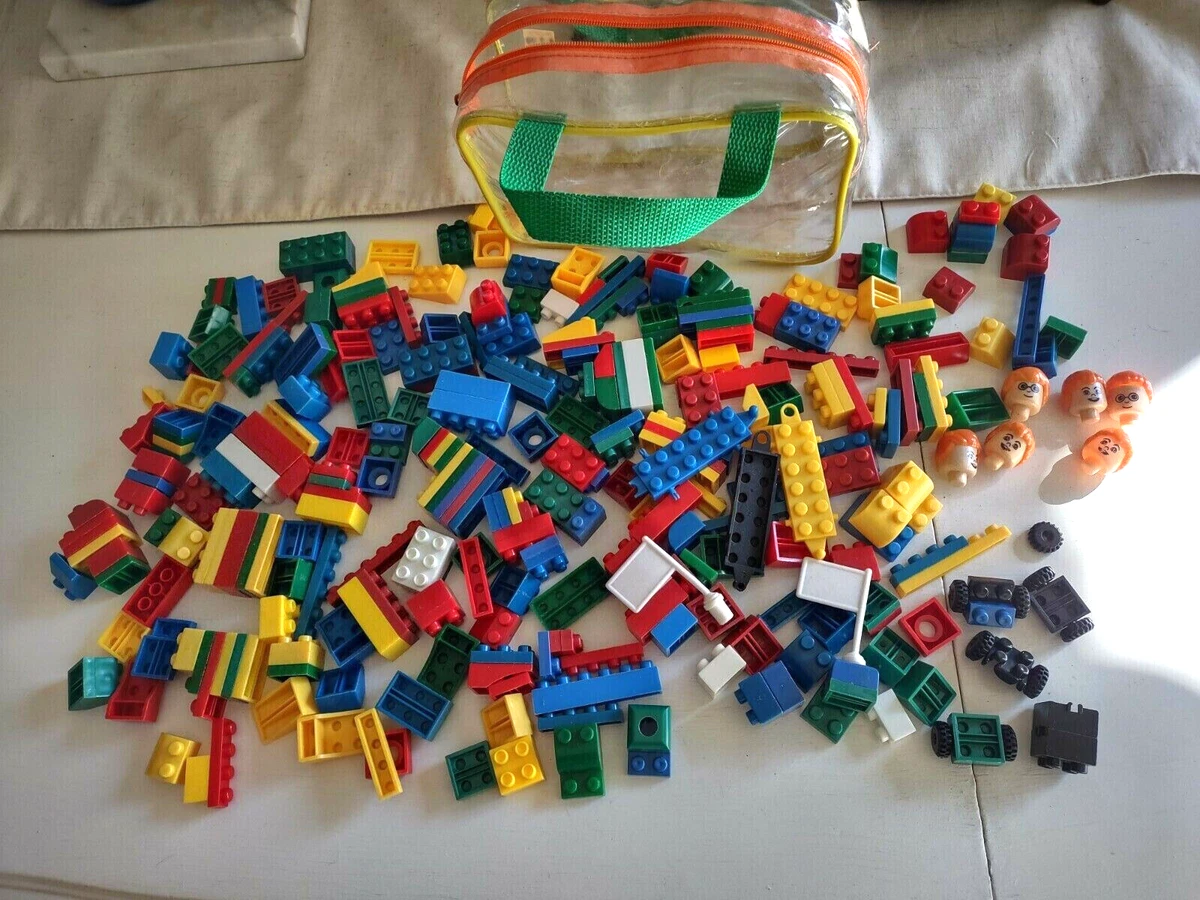 Vintage legos 300 Small pieces heads blocks wheels bag