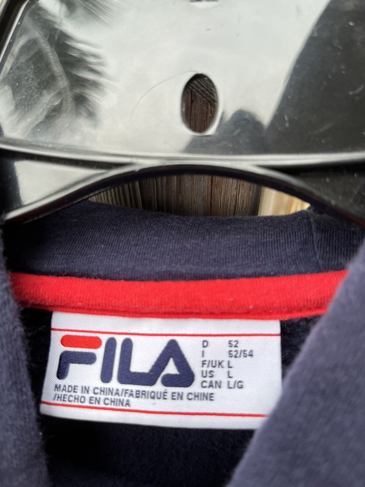 Felpa con cappuccio FILA Spell Out Colorblock taglia L pullover rosso blu uomo vintage anni 90