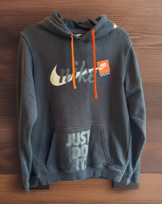 NIKE CLUB JDI Mens Black Small Hoodie Swoosh Graphic Logo Sweatshirt