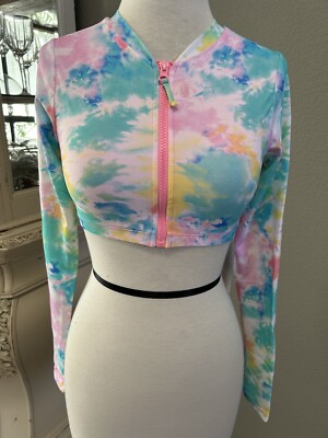 CAMILLE KOSTEK MY FAVORITE LONG SLEEVE BIKINI TOP  SORBET SUNSET TIE DYE NWT S
