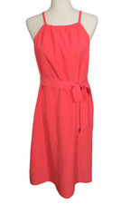 Gap Women's Coral Belted Halter Tie Sleeveless Woven Midi Dress -Pockets- Size M