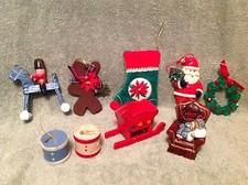 Christmas ornament lot of 9 Miscellaneous Gold Bead hangers included