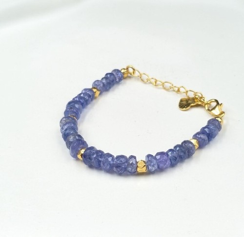 3-4MM Natural Blue Tanzanite Faceted Rondelle Gemstone Beads Woman Bracelet 6-8" - Picture 11 of 12