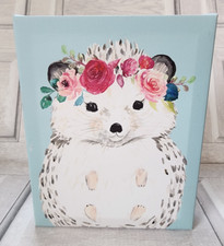 Clementine Hedgehog canvas box sign flower crown child cottagecore baby nursery