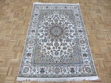 4'7 x 6'10 Hand Knotted Ivory Fine Nain With Silk Oriental Rug G14074