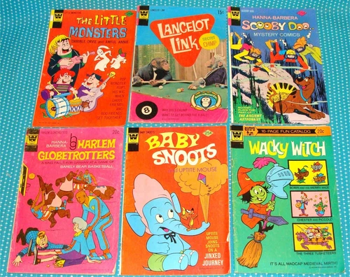 6 Vtg Comic Book Lot Whitman 1972-1976 Lancelot Link Scooby Doo Little Monsters