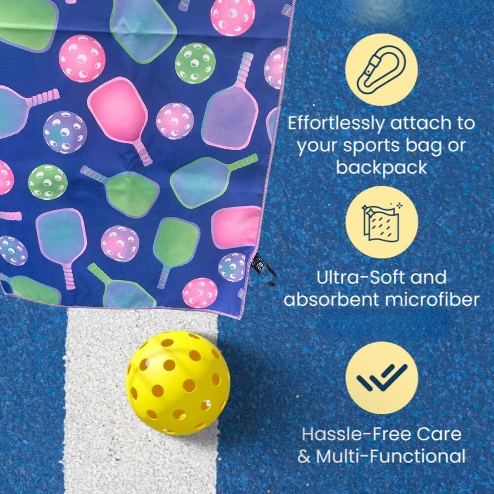 Pickleball Premium Microfiber Towel, Gift and Accessory, Pastel