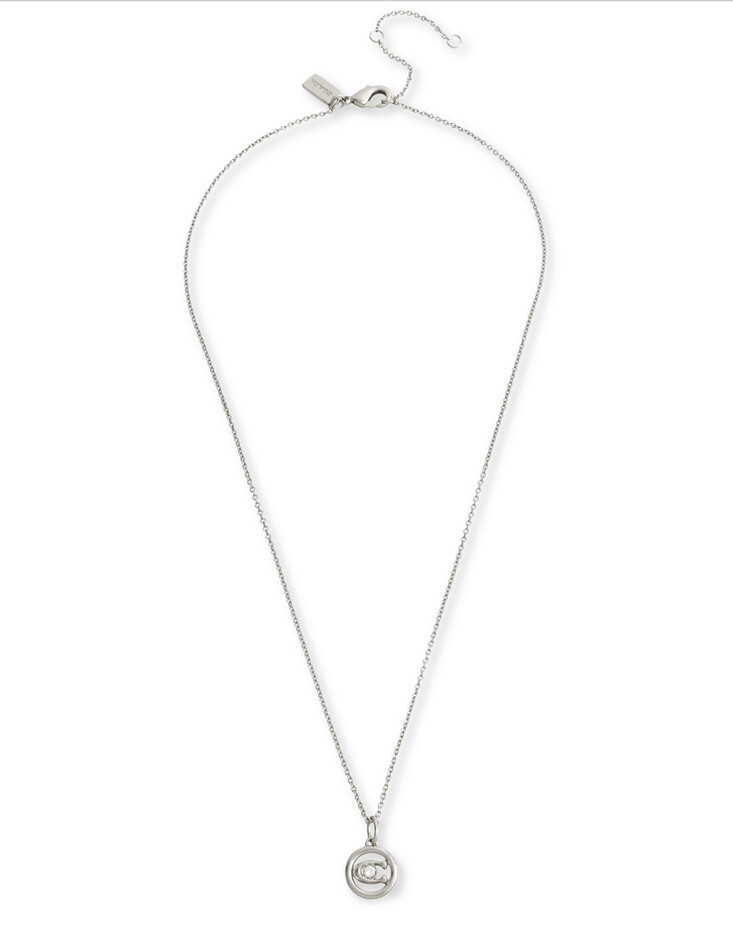 $75 NWT COACH SILVER TONE SIGNATURE C 18” NECKLACE- I13X