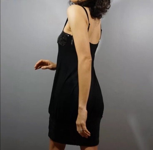 Vertigo Paris Cocktail Dress Women Size M Black Sexy Spaghetti Sequin Night Out