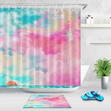 Pink Cloud Waterproof Bathroom Polyester Shower Curtain Liner Water Resistant