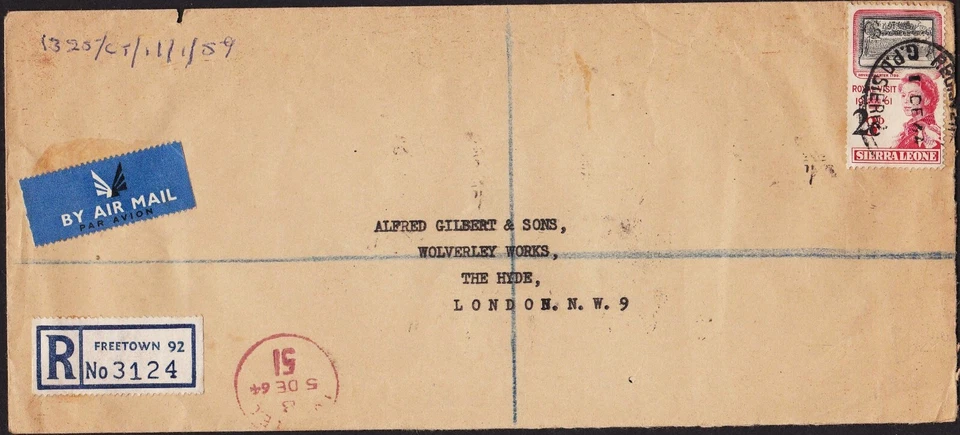 A SUPERB 1964 SIERRA LEONE REGISTERED ENV. w/ OVERPRINT BLOCK OF 16 ON REVERSE - Image 2 of 2