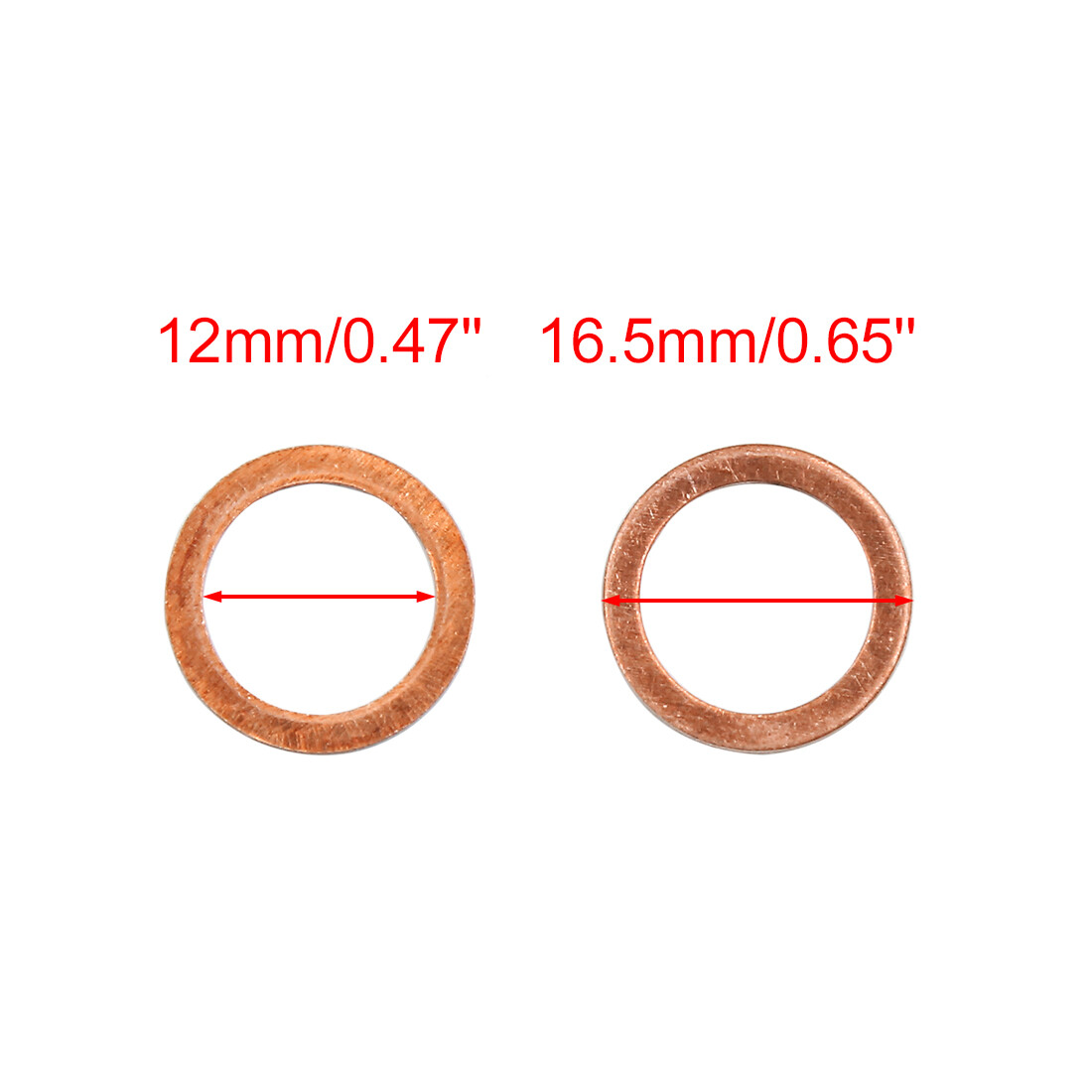 12mm Inner Dia Copper Crush Washers Flat Car Sealing Gaskets Plate