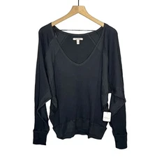 NWT Free People Dolman Santa Clara Long Sleeve Thermal Top Women's Small Black