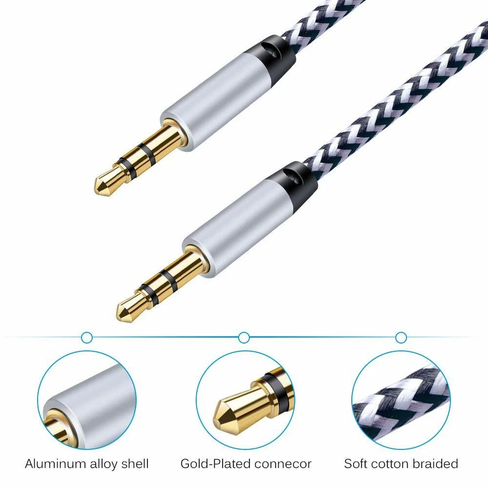2PACK Aux Cord 3.5mm Male to Male Auxiliary Audio Cable For Car Headphone iPhone - Image 4 of 4
