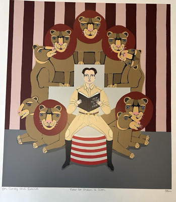 Shigeo Okumura OKU  ''How to train a Lion'' Serigraph Pencil Signed (Gift Print)