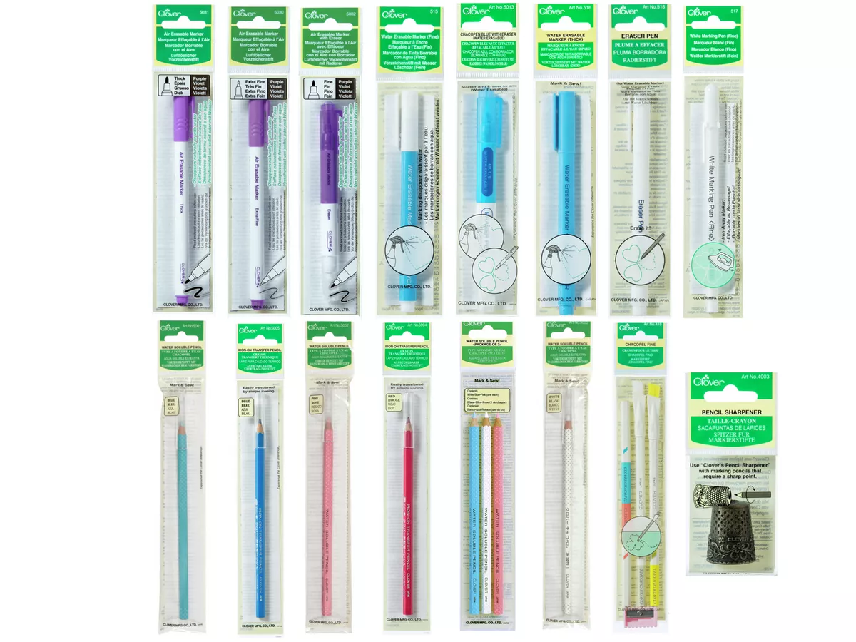 Clover Water Soluble Pencil - Blue  Water soluble fabric, Fabric markers,  Erasable markers