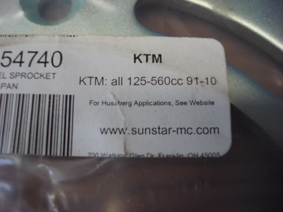 KTM REAR SPROCKET ALL 125CC-560CC 1991-2010 原始设备制造商 # 58310151040 太阳星 # 2-354740 — 第 2/2 张图片
