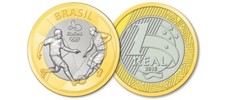 BRAZIL - 1 REAL COIN - 2016 RIO OLYMPIC GAMES - FOOTBALL