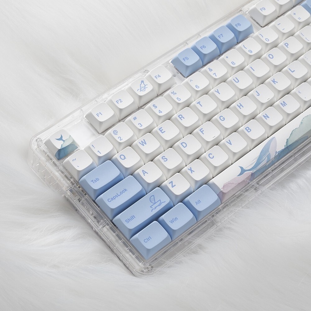 Blue White Ocean Rhythm XDA PBT Keycap Set for Stunning Style