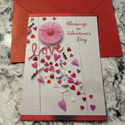 Valentine s Day Blessings Peace Joy & Happiness Religious 5.5 x8  Greeting Card