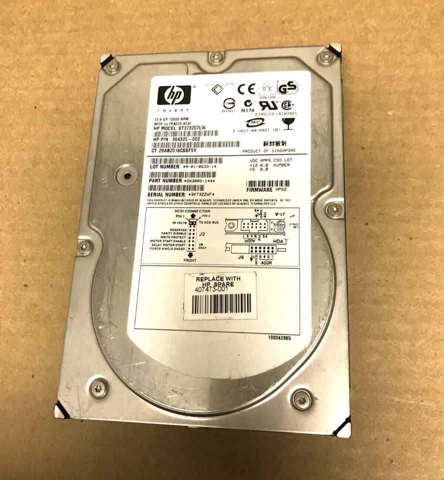 HP 407473-001  73GB 10K 68-PIN Ultra 320 SCSI 3.5" Hard Drive - Image 3 of 3