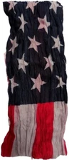 NEW Demdaco Patriotic U.S. American Flag Scarf Distressed  Polyester Crinkle