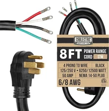 4 Prong Range Power Cord 8 ft - 50 Amp RV Extension Cable - Heavy Duty 6/8 AWG