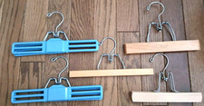 Lot Of 5 Vintage 9-11  Wooden, Plastic  Metal Pant/Skirt Clip Clamp Hangers