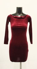 Shein Women's Petite Off Shoulder Velvet Bodycon Dress JL3 Burgundy Size XS