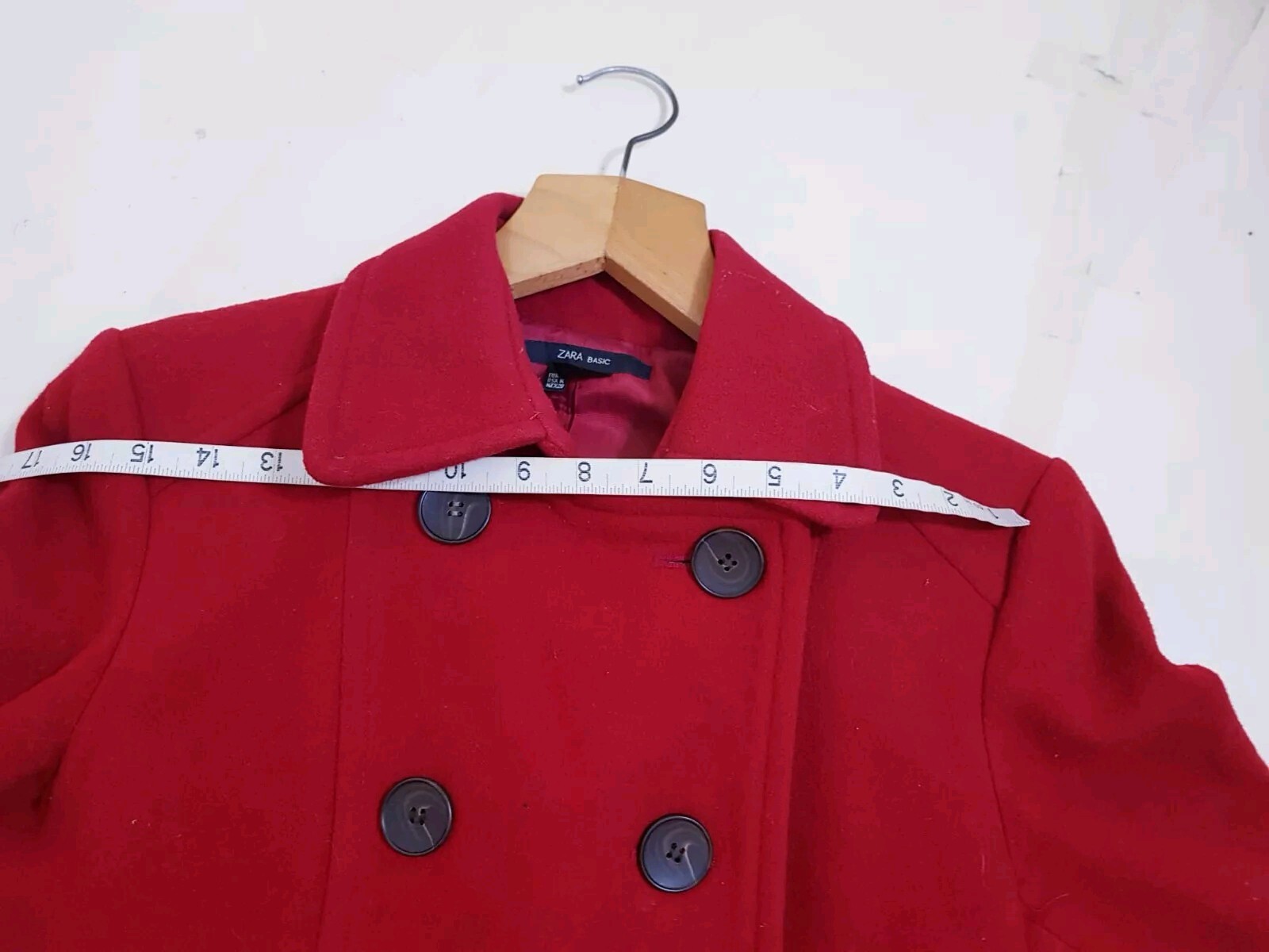 Zara Basic Red Wool-Blend Peacoat Jacket Double-B… - image 8