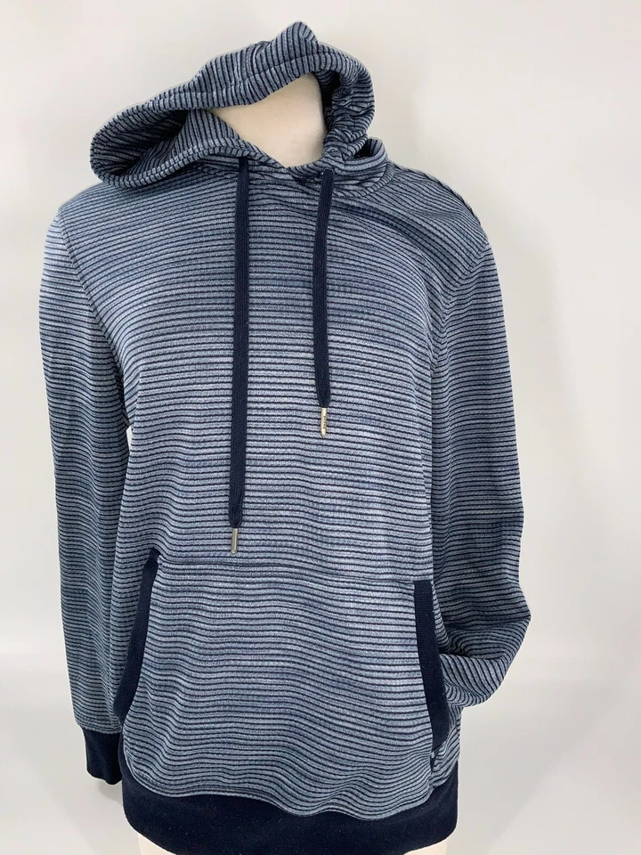 Pullover con Capucha Prana M Mujeres Azul Rayas Poli Nylon Bolsillos Como Nuevo YGI H2-231 Foto 2 de 4