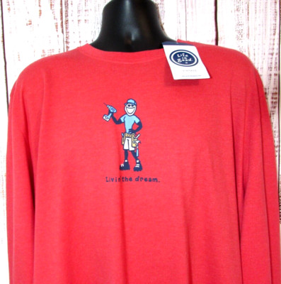 Life is Good Men s T-Shirt 3XL Livin' The Dream Red Handyman Dad Tool Time NWT