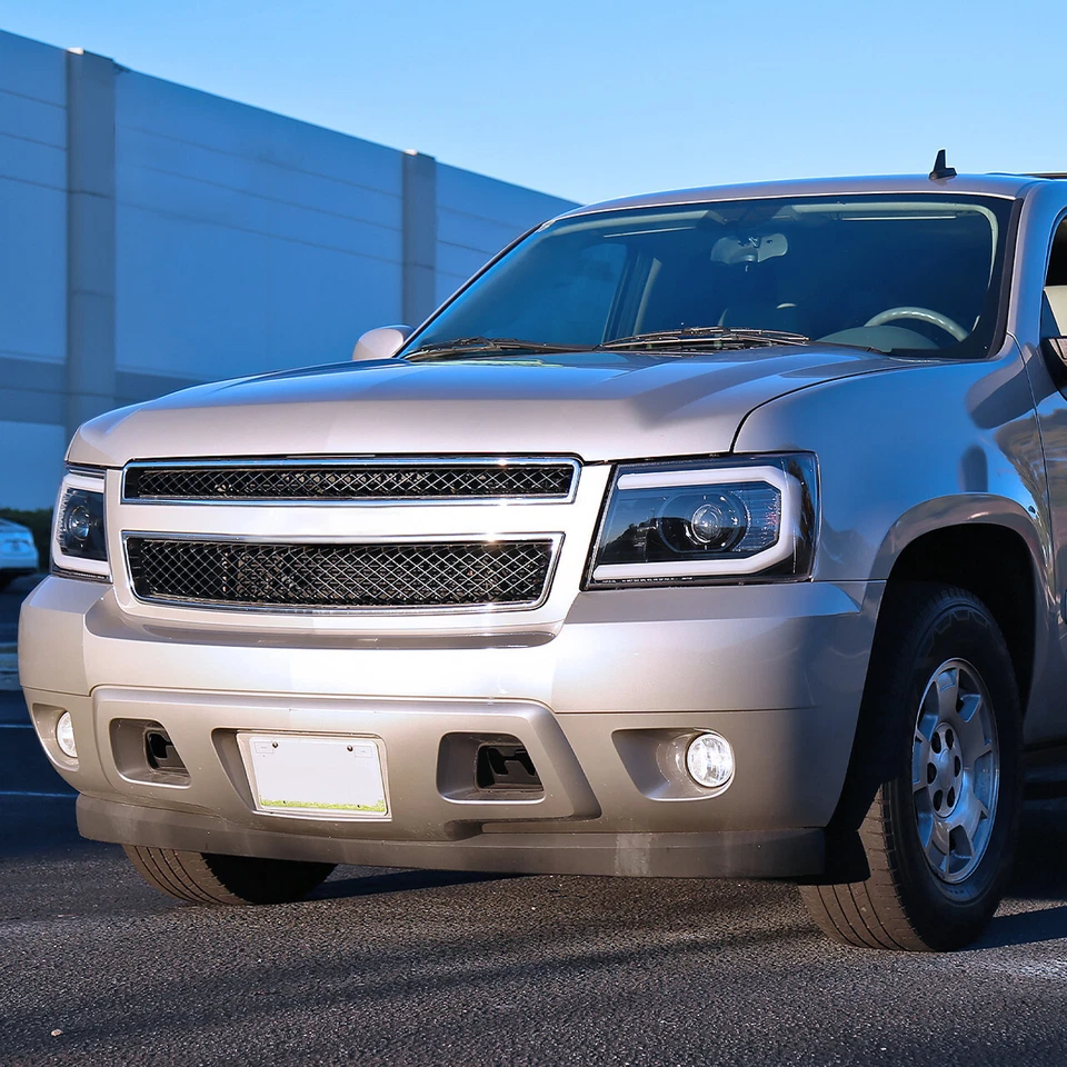 Faros proyectores brillantes para 07-13 Avalanche Tahoe Suburban con tira LED C DRL Foto 4 de 4