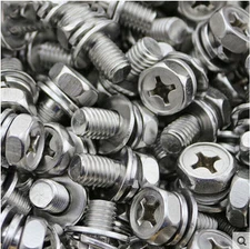 M6 M8 M10 304 Stainless Phillips SEMS Screw Hexagon Bolts With Sping Washer 