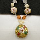 Vintage Chinese Cloisonne Enamel Quartz Carnelian Beaded Pendant Necklace — photo 6