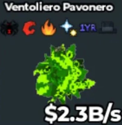 Steal a Brainrot Secret Radioactive Ventoliero Pavonero 2.3B/s Brainrot 1Year