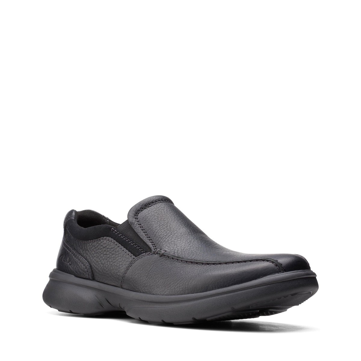 Clarks Mens Bradley Step Black Leather Casual Shoes | eBay display picture 1