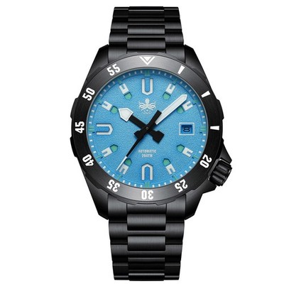 Phoibos APOLLO 200M DLC Stahl Automatik  Schwarz Datum Keramik  Diver Herren Uhr