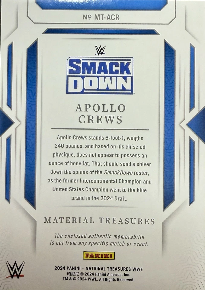 2023 Panini Immaculate WWE Apollo Crews Material Treasures LOGO Patch Green #2/5 - Image 2 of 2
