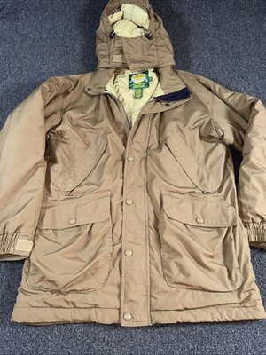 Cabelas Dry Plus Warm Coat Men s Size Medium M Brown Solid With Hoodie Thick